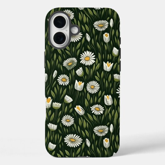 Lebendiges Gänseblümchenmuster mit üppigen grünen Case-Mate iPhone Hülle (Rückseite)