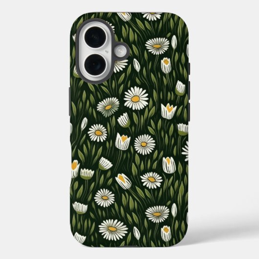 Lebendiges Gänseblümchenmuster mit üppigen grünen Case-Mate iPhone Hülle (Rückseite)