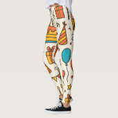 Lebendiges Geburtstagsfeier Nahtloses Muster Leggings (Links)