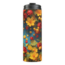 Lebendiges Gelb- und Rot-Blumenmuster-Design