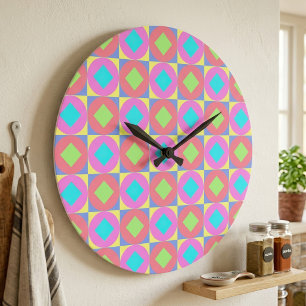 Lebendiges geometrisches abstraktes psychedelische große wanduhr