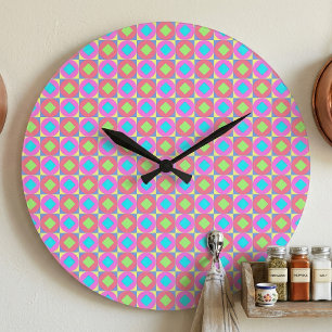 Lebendiges geometrisches abstraktes psychedelische große wanduhr