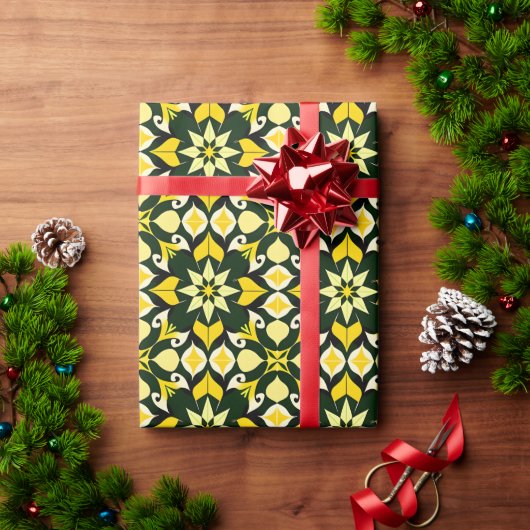 Lebendiges geometrisches Blumendesign Geschenkpapier (Feiertagsgeschenk)