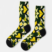 Lebendiges geometrisches Blumendesign Socken (Linkes Detail)