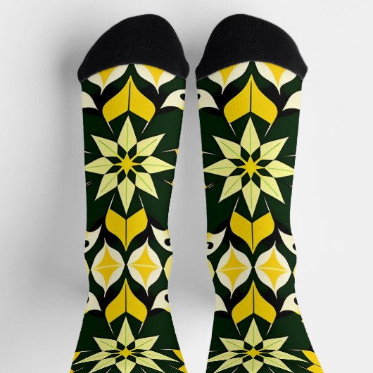 Lebendiges geometrisches Blumendesign Socken (Oben)