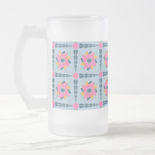 Lebendiges geometrisches Fliesendesign Mattglas Bierglas (Links)