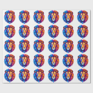 Lebendiges geometrisches Löwen-Kunst-T-Shirt Geschenkpapier