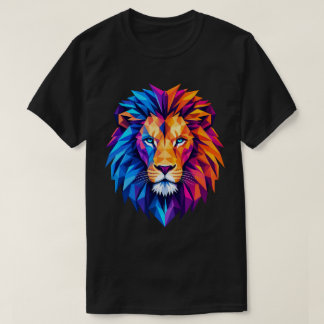 Lebendiges geometrisches Löwen-Kunst-T-Shirt T-Shirt