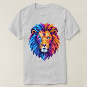 Lebendiges geometrisches Löwen-Kunst-T-Shirt T-Shirt