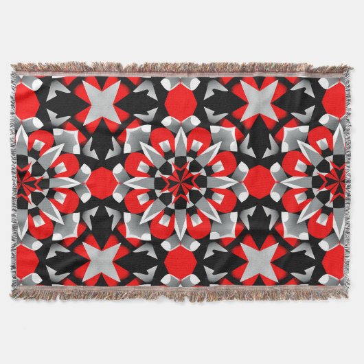 Lebendiges geometrisches Mandala-Design mit Rot, S Decke (Vorderseite)