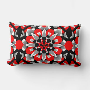 Lebendiges geometrisches Mandala-Design mit Rot un Lendenkissen