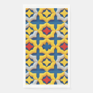Lebendiges geometrisches Muster mit kräftigen Farb Serviette
