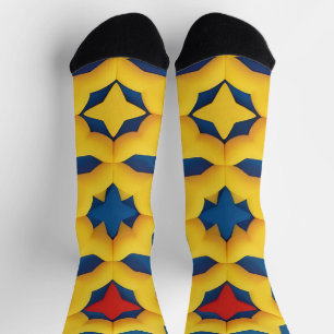 Lebendiges geometrisches Muster mit kräftigen Farb Socken