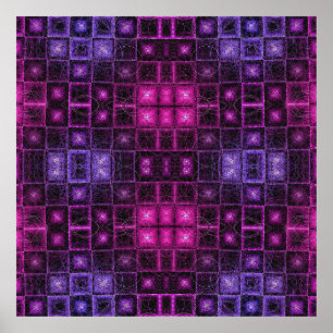 Lebendiges geometrisches Muster Neon Violett Rosa  Poster