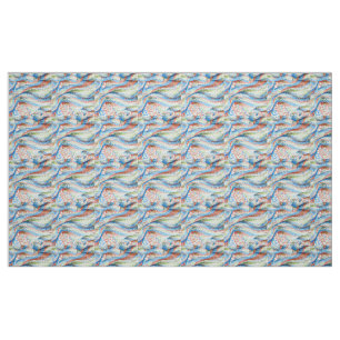 Lebendiges geometrisches Wellenmosaik Stoff