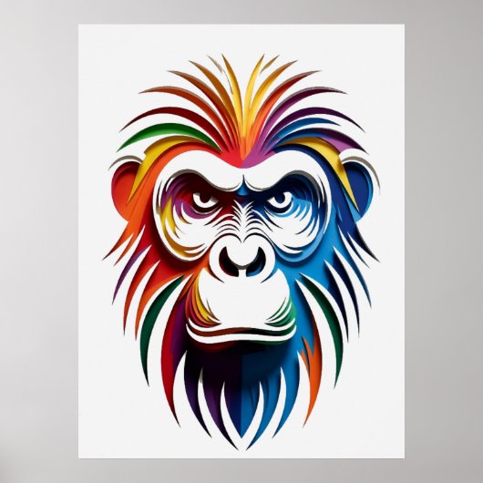 Lebendiges geschichtetes Gorilla-Porträt Poster (Vorne)