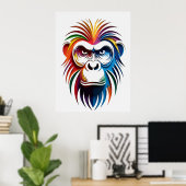 Lebendiges geschichtetes Gorilla-Porträt Poster (Heimbüro)