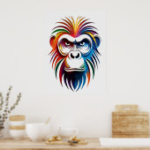 Lebendiges geschichtetes Gorilla-Porträt Poster (Küche)
