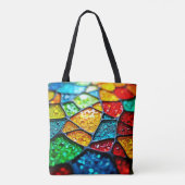 Lebendiges Glasmosaik: Juwelenfarben Tasche (Rückseite)