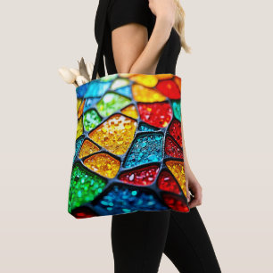 Lebendiges Glasmosaik: Juwelenfarben Tasche