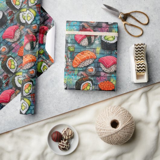 Lebendiges Graffiti-Sushi-Verpackungspapier Geschenkpapier (Kunsthandwerk)