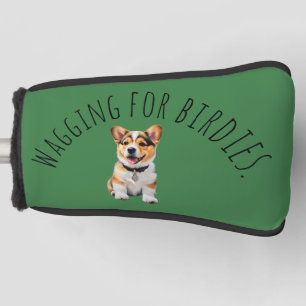Lebendiges Grasgrün Corgi 'Wedelt nach Vögelchen' Golf Headcover