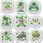 Lebendiges Grün St. Patrick's Day Kinderpackung Aufkleber (Vorderseite)