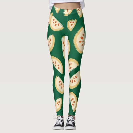 lebendiges grünes Guavenfruchtmuster Leggings (Vorderseite)