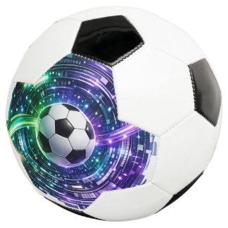 Lebendiges grünes lila futuristisches Cyber-Portal Fußball