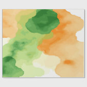 Lebendiges grünes und oranges Wasserfarbsplash-Des Geschenkpapier (Flach)