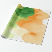 Lebendiges grünes und oranges Wasserfarbsplash-Des Geschenkpapier (Ungerollt)