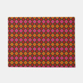 Lebendiges Harlekin-Diamantmuster in Rot, Orange, Fußmatte (Vorderseite)