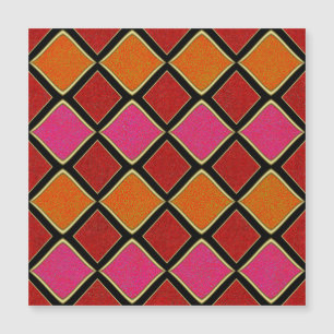 Lebendiges Harlekin-Diamantmuster in Rot, Orange,  Magnetkarte