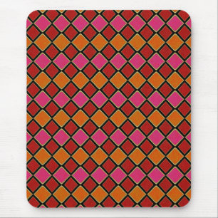 Lebendiges Harlekin-Diamantmuster in Rot, Orange,  Mousepad