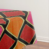 Lebendiges Harlekin-Diamantmuster in Rot, Orange, Tischdecke (Beispiel)