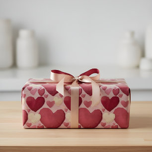 Lebendiges Herz-Muster-Geschenkpapier - Rosa, Rot, Geschenkpapier