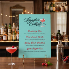 Lebendiges Himbeer-Cocktail-Menü-Schild  Poster