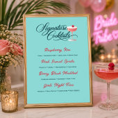 Lebendiges Himbeer-Cocktail-Menü-Schild Poster