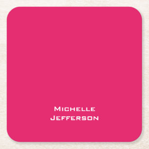 Lebendiges Himbeer-Rosa-Rot Modern Stylisch Trendi Rechteckiger Pappuntersetzer