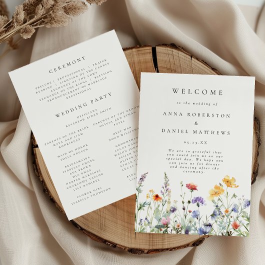Lebendiges Hochzeitsprogramm mit Wildblumen Programm