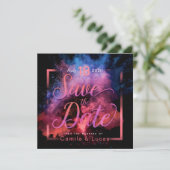 Lebendiges Holi-Pulver-Design Save The Date (Stehend Vorderseite)