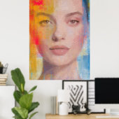 Lebendiges Impasto-Abstraktporträt Poster (Heimbüro)