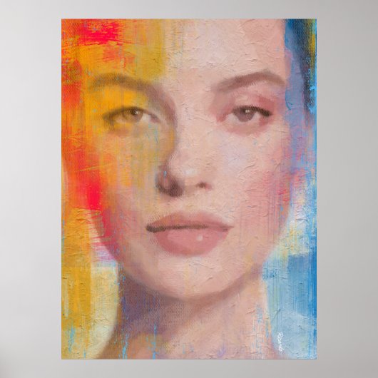 Lebendiges Impasto-Abstraktporträt Poster (Vorne)
