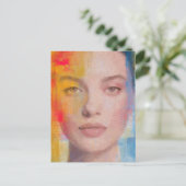 Lebendiges Impasto-Abstraktporträt Postkarte (Stehend Vorderseite)