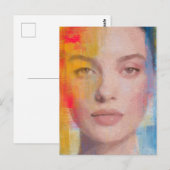 Lebendiges Impasto-Abstraktporträt Postkarte (Vorne/Hinten)