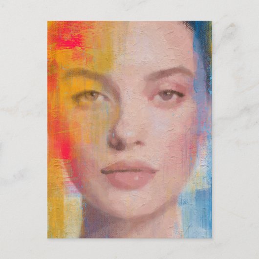 Lebendiges Impasto-Abstraktporträt Postkarte (Vorderseite)