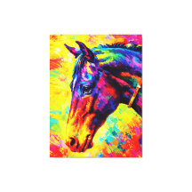 Lebendiges Impasto-Pferdeporträt Farbige Wildnis
