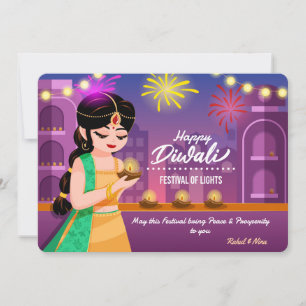 Lebendiges indisches Mädchen Frohes Diwali-Fest de Feiertagskarte