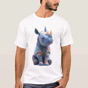 Lebendiges, irisierendes Baby-Nashorn-Porträt für T-Shirt