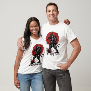 Lebendiges japanisches Samurai-Rüstung-Sonnen-Graf T-Shirt